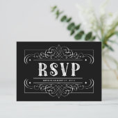 Elegant South Western Black and White RSVP Card (Standing Front)