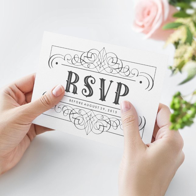 Elegant South Western Black and White RSVP Card (Creator Uploaded)