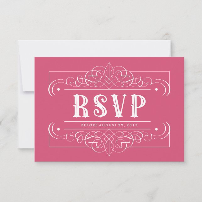 Elegant South Western Pink RSVP Card (Front)