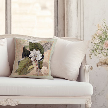 Elegant Southern Belle Magnolia Blossom Throw Pillow by BridalSuite at Zazzle