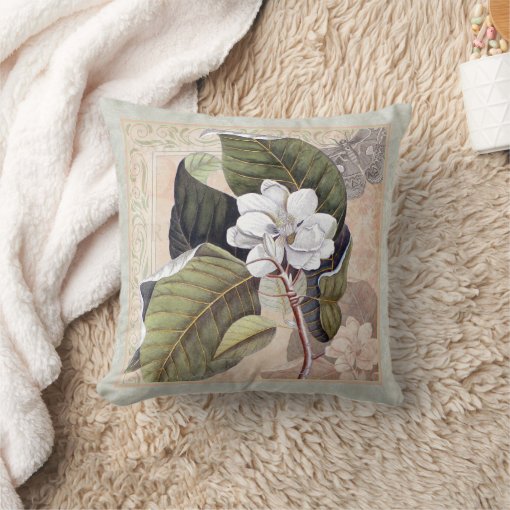 Elegant Southern Belle Magnolia Blossom Throw Pillow Zazzle