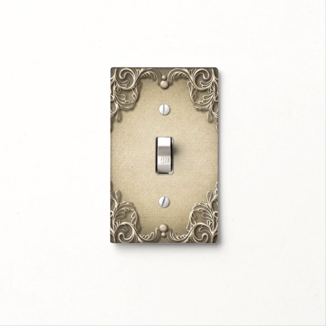 Elegant Southern Charm Rustic Burlap Lace  Light Switch Cover (In Situ)