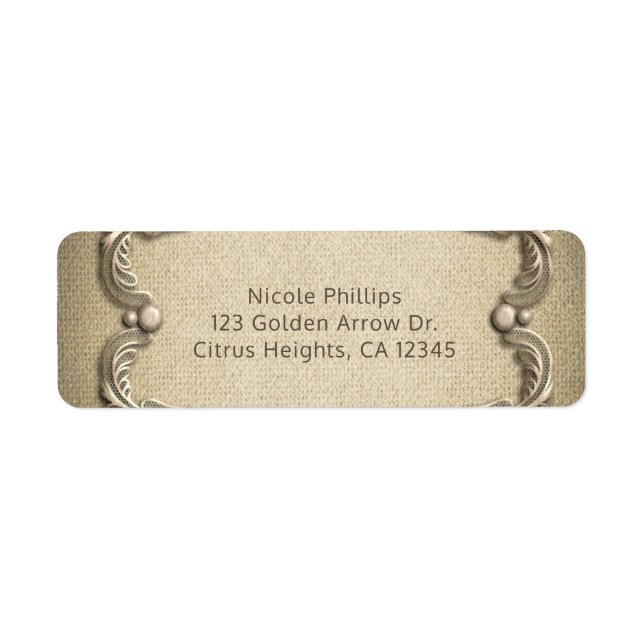 Elegant Southern Charm Rustic Burlap Lace Wedding Label (Front)