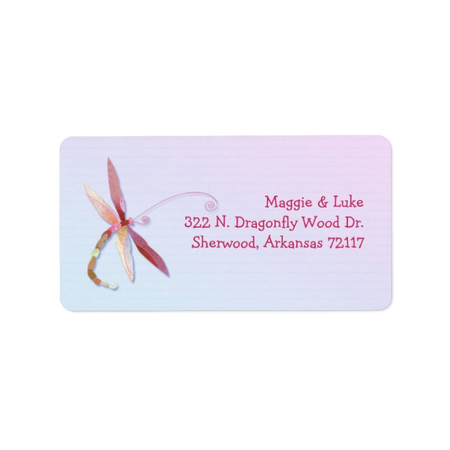 Elegant Southern Dragonfly Wedding Address Label (Front)