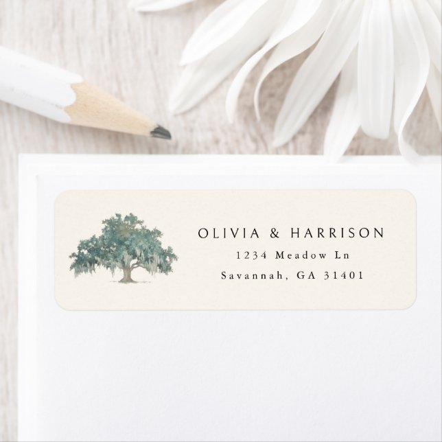 Elegant Southern Oak Tree Custom Address Label (Insitu)