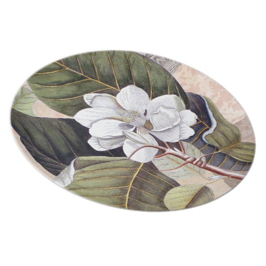 Elegant Southern White Magnolia Catesby Dinner Plate (Right Side)