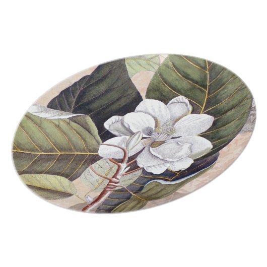 Elegant Southern White Magnolia Catesby Dinner Plate (Left Side)