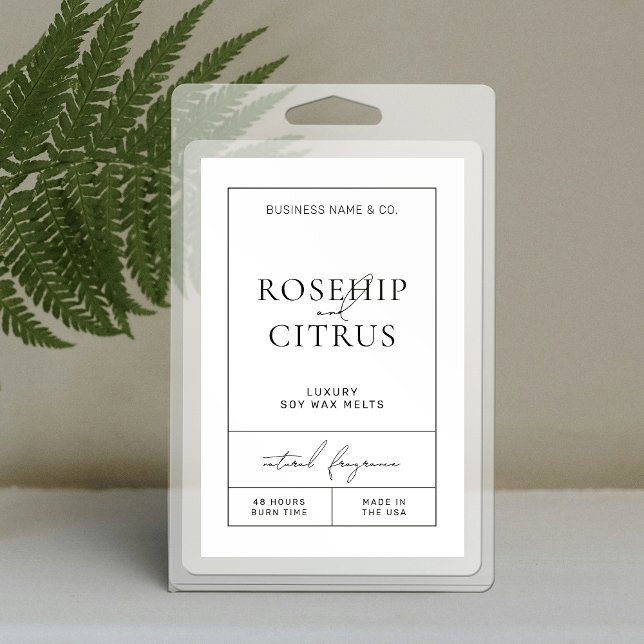 Elegant Soy Wax Candle Modern Rectangle Label (Elegant vertical product labels in apothecary style, perfect for clamshells, boxes, pouches or jars)