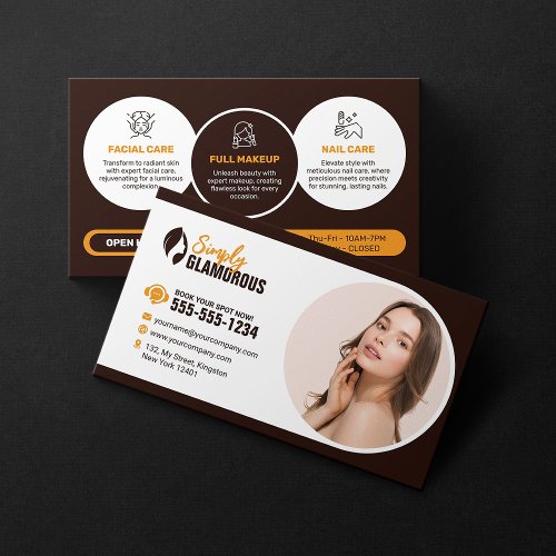 Elegant Spa Beauty Salon Makeup Nails  Facials Business Card