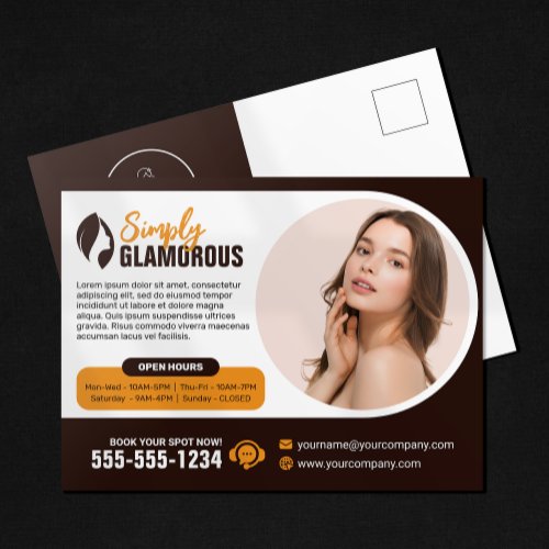 Elegant Spa Beauty Salon Makeup Nails  Facials Postcard