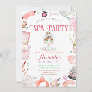 Elegant Spa day Girls Birthday Invitation