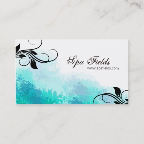 Elegant Spa Manager Business Card Teal Blue Swirl