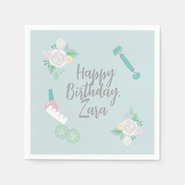 Elegant Spa Party Blue custom design Napkins (Front)