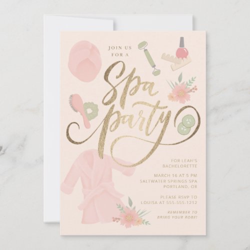 Elegant Spa PartyShowerBachelorette Invitation  