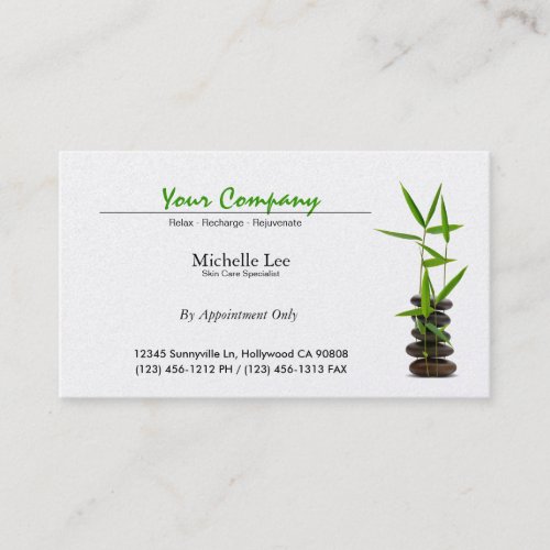Elegant Spa / Skin Care / Massage Zen Business Cards