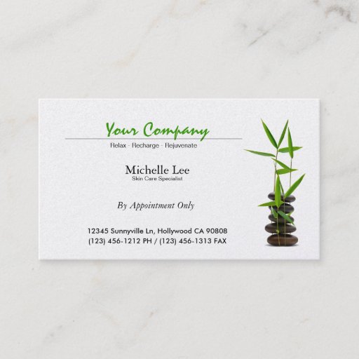Customizable Elegant Spa / Skin Care / Massage Zen Business Cards