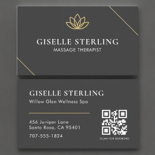 Elegant Spa & Wellness Massage Therapist QR Code Business Card