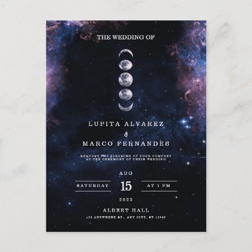 Elegant Space Theme Astronomy Moon Wedding Invitat Postcard