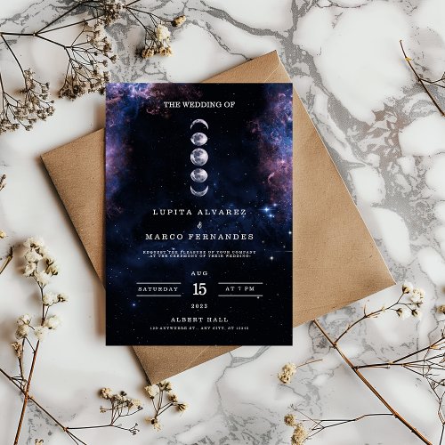 Elegant Space Theme Astronomy Moon Wedding Invitation