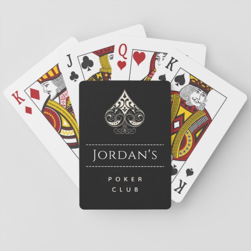 Elegant Spade Symbol Mens Poker Club Casino  Name Playing Cards