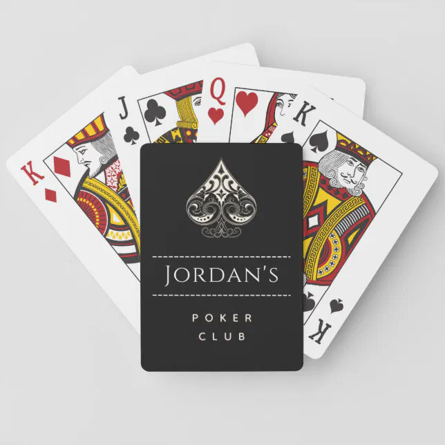 Elegant Spade Symbol Mens Poker Club Casino & Name Playing Cards