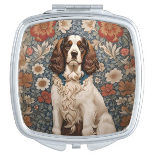 Elegant Spaniel On Floral Background Compact Mirror