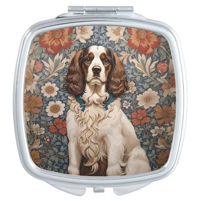 Elegant Spaniel On Floral Background Compact Mirror (Front)