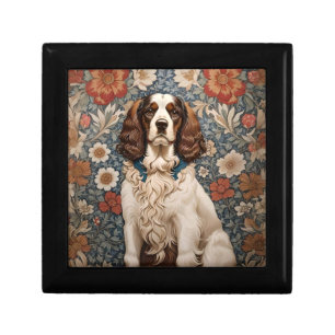Elegant Spaniel On Floral Background Gift Box