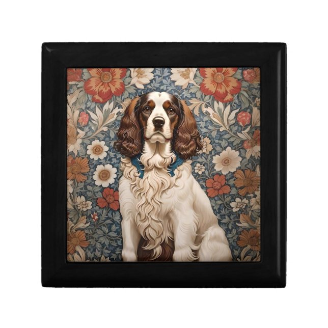 Elegant Spaniel On Floral Background Gift Box (Front)