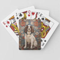 Elegant Spaniel On Vintage Floral Background Playing Cards