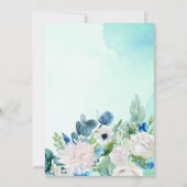 Elegant Spanish Aqua Turquoise Quinceañera Floral  Invitation (Back)