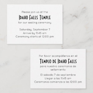 Elegant Spanish-English Temple Sealing Invitation