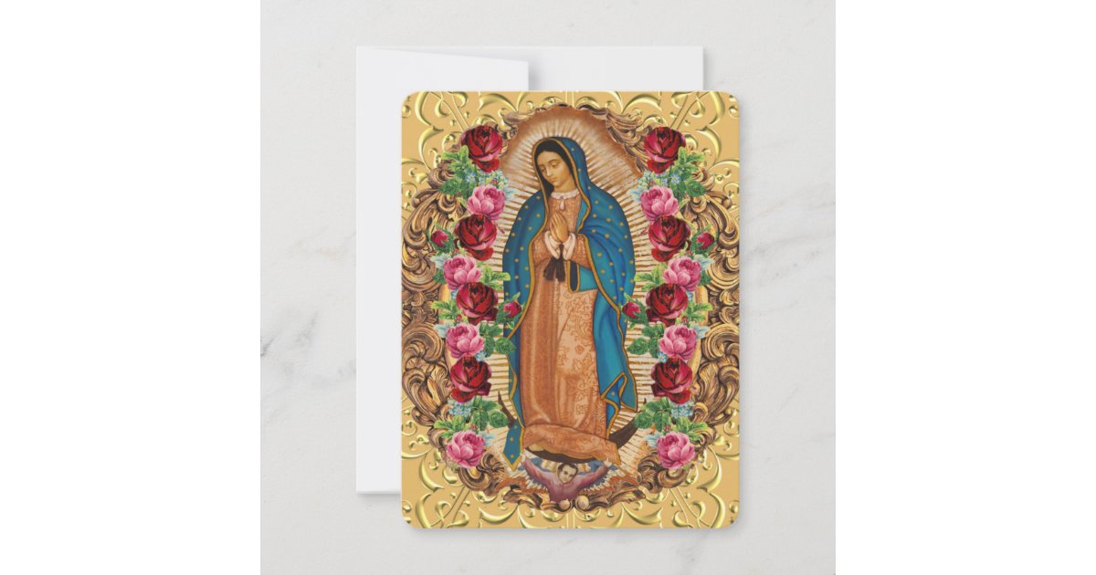 Elegant Spanish Guadalupe Funeral Prayer Card | Zazzle