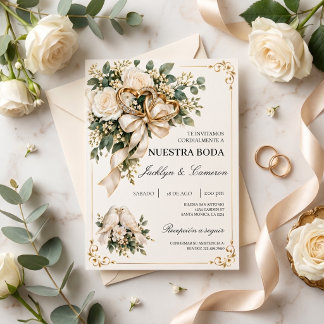 Elegant Spanish Invitation Gold Weddiing ring
