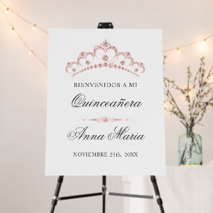 Elegant Spanish Quinceañera Mis Quince Pink Foam Board