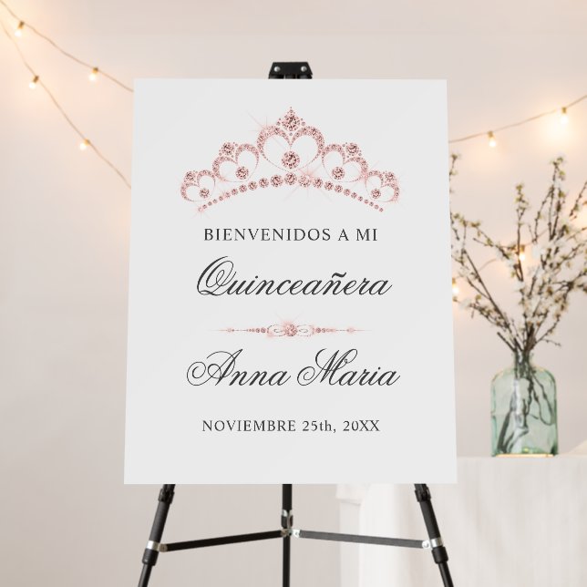 Elegant Spanish Quinceañera Mis Quince Pink Foam Board (In Situ (Stand))