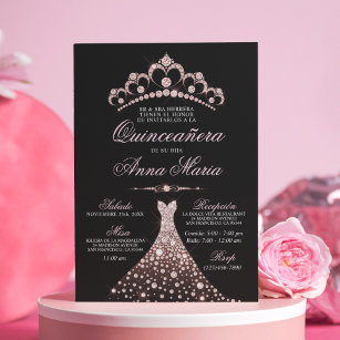 Elegant Spanish Quinceañera Mis Quince Pink Invitation