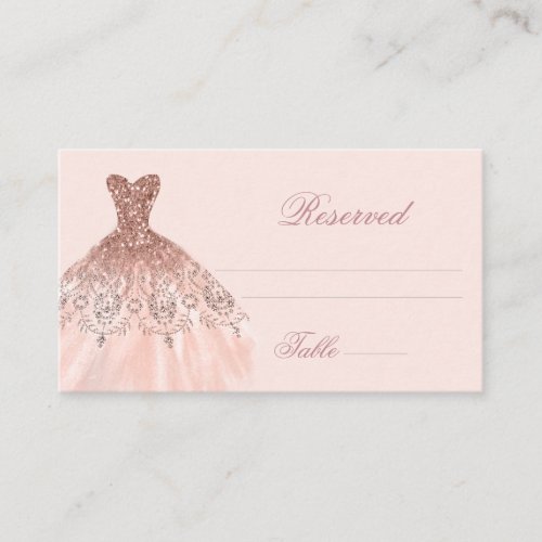 Elegant Spanish Quinceaera Mis Quince Pink Rose Place Card