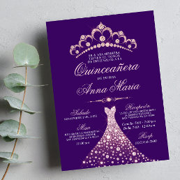 Elegant Spanish Quincea&#241;era Mis Quince Purple Invitation