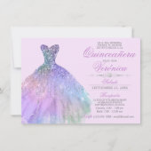Elegant Spanish Quinceañera Mis Quince Purple Invitation (Front)