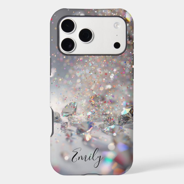 Elegant Sparkle Aesthetic with Diamonds iPhone Case (Back)