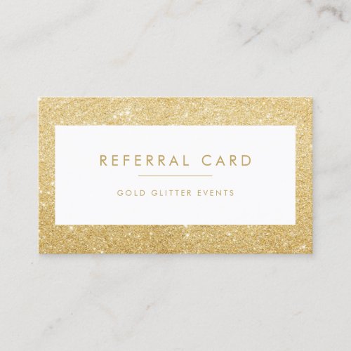 Elegant Sparkle and Shine Gold Glitter Salon Referral Card