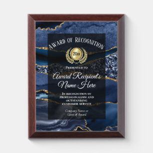 Elegant Sparkle Blue Award of Recognition Plaque