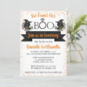 Elegant Sparkle Boo Halloween Witch Bridal Shower Invitation (Standing Front)