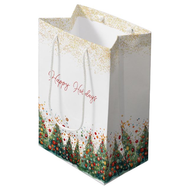 Elegant Sparkle Christmas Tree Gift Bag (Front Angled)