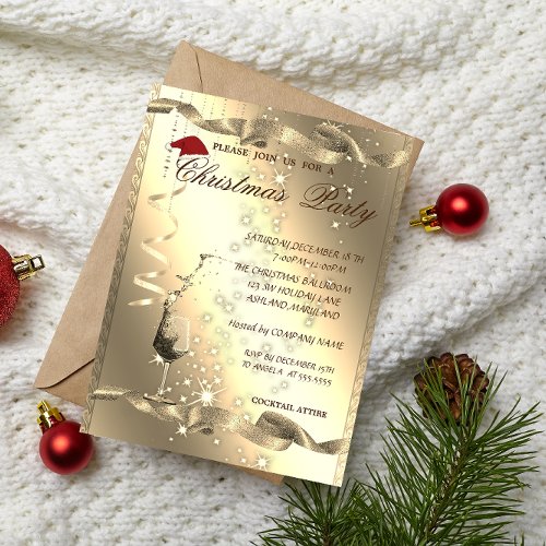 Elegant SparkleGlassCorporate Christmas Party Invitation