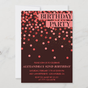 Elegant Sparkle Glitter Confetti 92nd birthday Invitation
