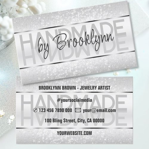 Elegant Sparkle Glitter Luxurious Glam Light Gray Business Card