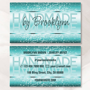 Elegant Sparkle Glitter Luxurious Glam Teal Green Business Card