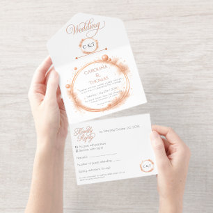 Elegant Sparkle Glitter Wedding Script Calligraphy All In One Invitation